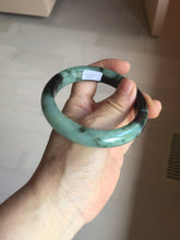 Load image into Gallery viewer, 58.5mm certified Type A 100% Natural sunny green dark green light green (half mountain half watery 半山半水) Jadeite Jade bangle PB194-9765
