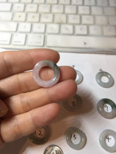 Load image into Gallery viewer, 17.9-21mm Type A 100% Natural light green purple green white Jadeite Safety Guardian Button donuts pendant PF25
