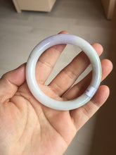 Load image into Gallery viewer, 54mm Certified type A 100% Natural light green purple round cut Jadeite bangle PC102-4955
