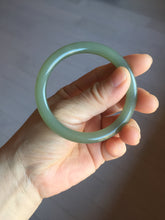 Load image into Gallery viewer, 53mm certified 100% Natural lake green gray slim round cut nephrite bangle HN142-6918
