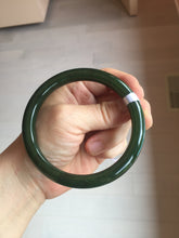 Load image into Gallery viewer, 60.8mm certified 100% Natural dark green/black nephrite Jade(碧玉)  bangle HN15-1586
