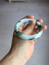 Load image into Gallery viewer, 53mm certified 100% natural Type A green white with green floating flowers jadeite bangle PD157-6246
