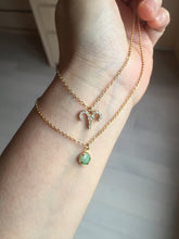 Load image into Gallery viewer, 100% natural Type A sunny green Jadeite Bead Aries Sparkle Charm Two-Layer pendant Necklace PD165
