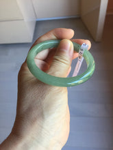 Load image into Gallery viewer, 49mm Certified Type A 100% Natural Oily Dark Green Gray Black(油青) Oval Jadeite Jade Bangle PE102-7125
