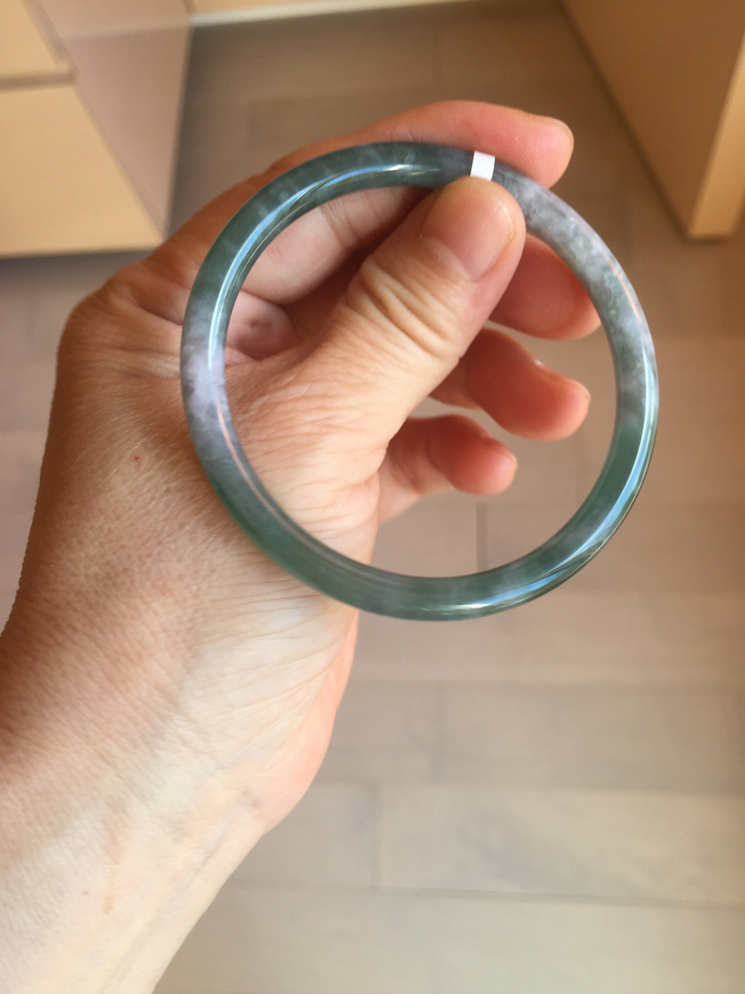 56.3mm Certified Type A 100% Natural dark green/blue/gray with Guatemala slim round cut Jadeite bangle BG202-8832