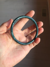 Load image into Gallery viewer, 58.5mm Certified Type A 100% Natural dark green/blue/gray Guatemala slim round cut Jadeite bangle PH11-2325

