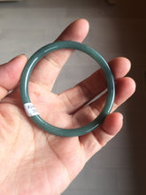 Load image into Gallery viewer, 55mm Certified Type A 100% Natural dark green/blue/gray Guatemala slim round cut Jadeite bangle PE60-7065
