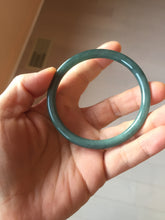 Load image into Gallery viewer, 56.8mm Certified Type A 100% Natural dark green/blue/gray with Guatemala slim round cut Jadeite bangle PH23-2343 56.8/5.8/5.7mm
