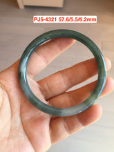 Load image into Gallery viewer, 57.6mm Certified Type A 100% Natural dark green blue gray black slim round cut Guatemala Jadeite bangle PJ5-4321
