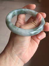 Load image into Gallery viewer, 59.2mm certified 100% natural Type A watermelon-rind green white Cool White Base with Misty Green Patches jadeite bangle PE32-2125
