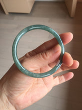 Load image into Gallery viewer, 55.5mm Certified Type A 100% Natural dark green/blue/gray Guatemala slim round cut Jadeite bangle PH172-8138
