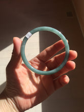 Load image into Gallery viewer, 62mm Certified Type A 100% Natural light green/blue/gray Guatemala slim round cut Jadeite bangle BP219-3808

