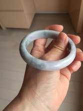 Load image into Gallery viewer, 58.5mm certified 100% natural Type A light green/purple white Snowy Pine Forest jadeite jade bangle J125-3067
