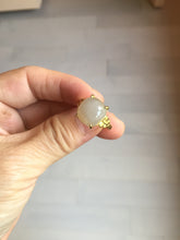 Load image into Gallery viewer, 100% Natural pale pink(藕粉) light gray nephrite cabochon Jade ring (adjustable size) HE114
