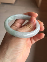 Load image into Gallery viewer, 52mm certified natural 100% natural Type A green white with green flying flowers oval jadeite jade bangle PB109-2439
