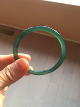 Load image into Gallery viewer, 49.5mm Certified Type A 100% Natural icy watery dark green/blue/gray Guatemala slim flat oval round cut Jadeite bangle PH21-2334
