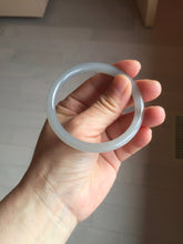 Load image into Gallery viewer, 55mm Certified 100% Natural icy watery gray black(灰冰) smoky gray(烟紫) slim round cut nephrite jade bangle HT124-9091
