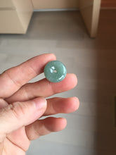 Load image into Gallery viewer, 18mm Type A 100% Natural light green blue Jadeite Safety Guardian Button donuts pendant PF23
