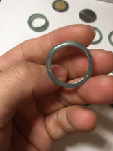 Load image into Gallery viewer, 18.1mm size 8 100% natural type A icy watery green/blue slim style Guatemala jadeite jade band ring group  BP75
