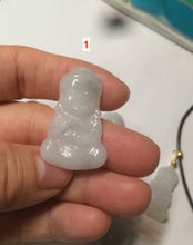 Load image into Gallery viewer, 100% Natural light green white jadeite Jade baby buddha (宝宝佛) pendant AX27
