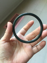 Load image into Gallery viewer, 62mm Certified Type A 100% Natural dark green gray black slim round cut Guatemala Jadeite bangle AJ150-0682
