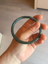 Load image into Gallery viewer, 61mm Certified Type A 100% Natural dark green blue gray black slim round cut Guatemala Jadeite bangle PJ12-9701
