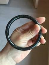 Load image into Gallery viewer, 63.5mm 100% Natural Dark Green Black Meteorite A Sky Full of Stars (繁星满天) Round Cut Nephrite Bangle HN225-0576
