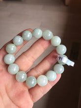 Load image into Gallery viewer, 12mm size 50-54mm 100% natural type A light green white jadeite jade beads bracelet AZ191
