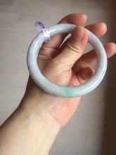 Load image into Gallery viewer, 59mm certified 100% natural type A light green/white/purple slim round cut jadeite jade bangle PC34-2674
