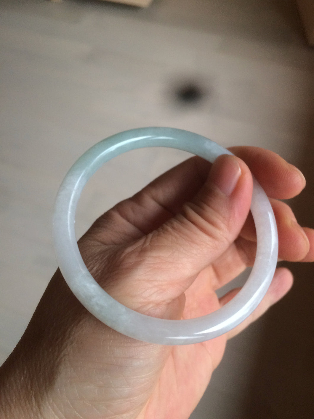 54.5mm certified 100% natural green/purple/white slim round cut jadeite jade bangle L147-5552