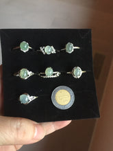 Load image into Gallery viewer, 100% natural type A icy watery light green white clear four-prong jadeite jade ring group PC8

