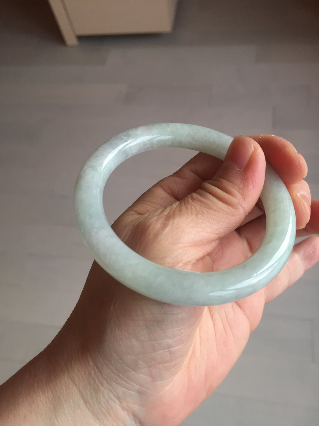 55.5mm certified Type A 100% Natural light green/purple round cut Jadeite Jade bangle BK77-3787