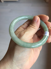 Load image into Gallery viewer, 55.8mm Certified type A 100% Natural  light green gray round cut Jadeite bangle PD38-9582
