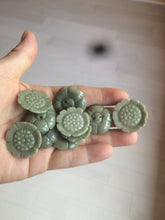 Load image into Gallery viewer, 23.3-28mm 100% natural light green/yellow/gray carved sunflower jadeite jade beads (supplies, add-on items) AY42
