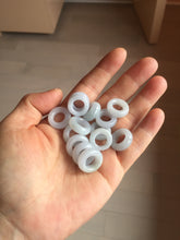 Load image into Gallery viewer, 16.4-17mm Type A 100% Natural light purple white gray Jadeite Safety Guardian Button donuts pendant PF27
