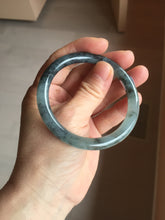 Load image into Gallery viewer, 55.4mm Certified Type A 100% Natural icy watery dark green/gray round cut Jadeite bangle AA133-6936
