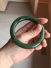 Load image into Gallery viewer, 57.5mm Certified 100% Natural Deep Pine Green/Black "Serene Ember Forest" Nephrite (red-skin nephrite 红皮碧玉) Bangle HT168-18-3922
