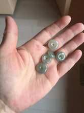 Load image into Gallery viewer, 14-15mm Type A 100% Natural icy watery dark green black gray(淡油青) Jadeite Safety Guardian Button donuts pendant PF20 Add on item.
