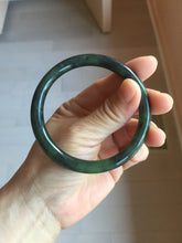 Load image into Gallery viewer, 57.6mm Certified 100% Natural Dark Green/Black Green Ink Painting (绿水墨) Round Cut Nephrite (Wulanhai 乌兰海碧玉) Bangle HN169-7335
