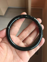 Load image into Gallery viewer, 60.8mm certified 100% Natural dark green/black meteorite round cut nephrite bangle HT170-0577
