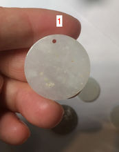 Load image into Gallery viewer, 100% Natural icy watery white/light green jadeite Jade round disc Pendant/worry stone BF99
