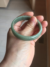 Load image into Gallery viewer, 53mm Certified 100% Natural Type A Dark Green Gray Black (老油青) Thin Jadeite Jade Bangle PC216-6222
