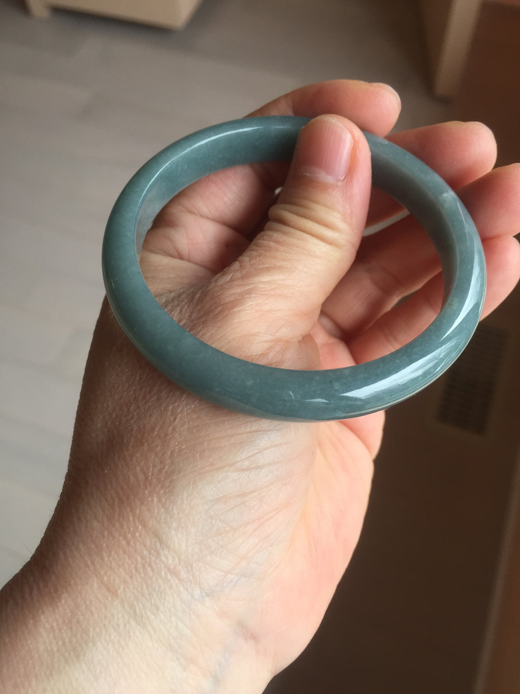 57.5mm Certified Type A 100% Natural deep sea dark green/purple/blue/gray/black Guatemala Jadeite bangle PB114-6421