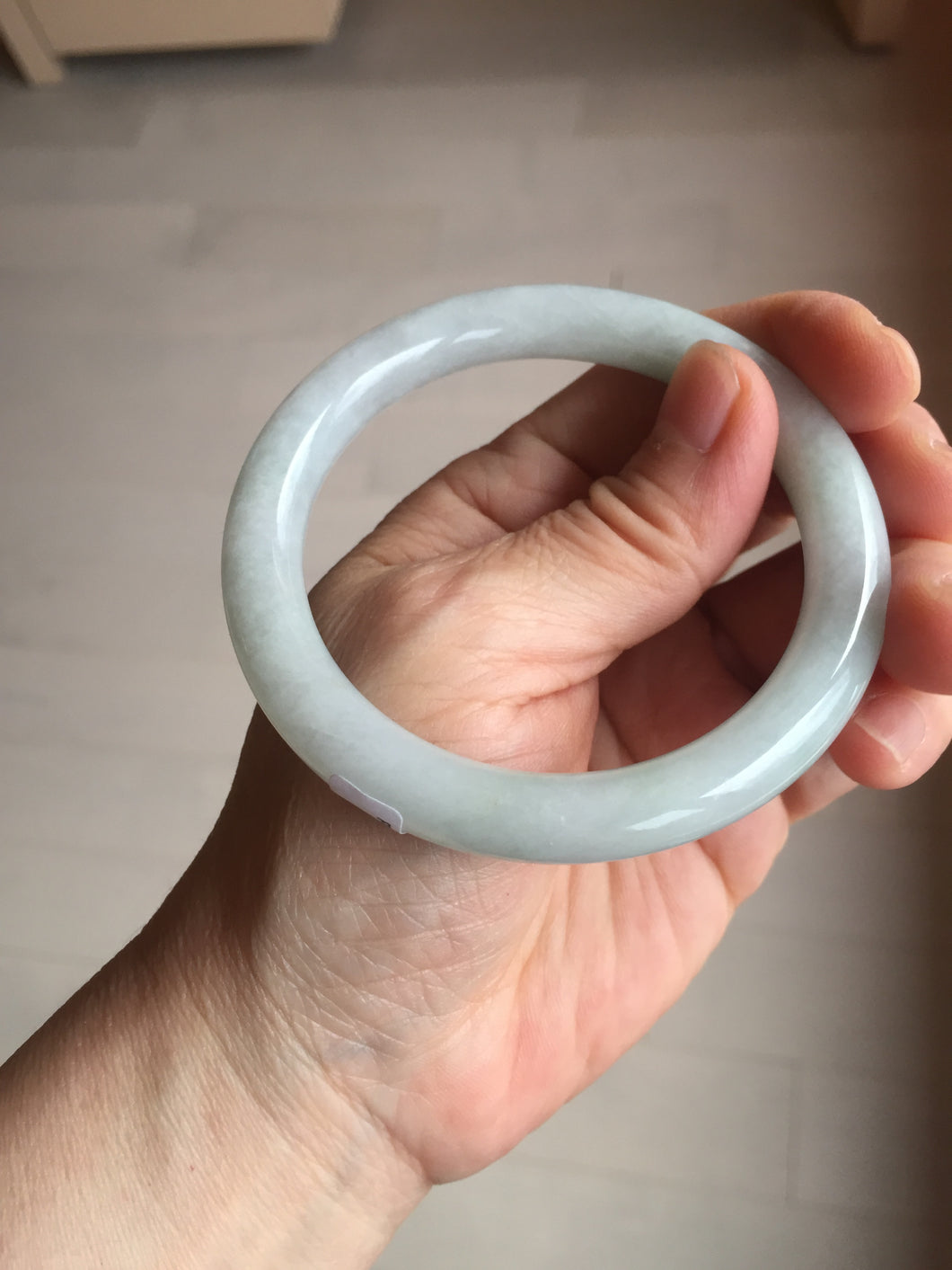 56.4mm certified 100% natural Type A light green white purple round cut jadeite jade bangle AA119-4911