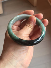 Load image into Gallery viewer, 56.6mm certified 100% natural Type dark green/ gray jadeite jade bangle AU56-4021

