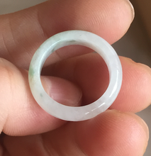 Load image into Gallery viewer, Size 5 3/4 100% natural type A icy watery green/white/purple jadeite jade band ring group R115
