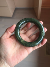 Load image into Gallery viewer, Sold  56mm certified 100% Natural dark green/gray/black (nebula dust) chubby round cut nephrite Jade bangle HN55-0883
