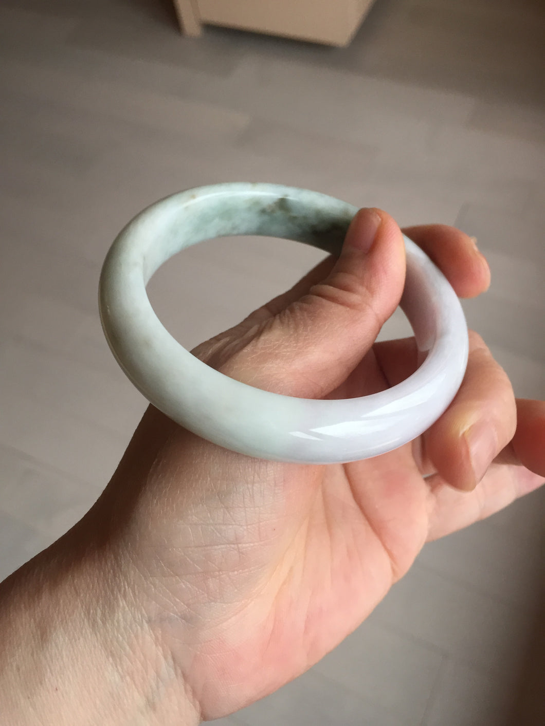 59mm Certified Type A 100% Natural light green purple yellow (FU LU SHOU) Jadeite Jade bangle BM86-4497