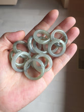 Load image into Gallery viewer, Size 6 -9 1/2 100% natural type A icy watery light yellow gray black white (灰冰) jadeite jade band ring PC228
