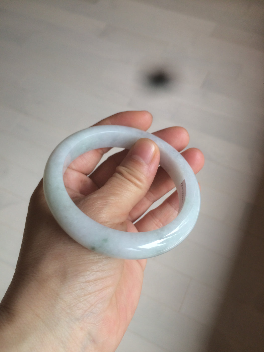 57mm certified 100% natural type A light green/white jadeite jade bangle AX83-5063